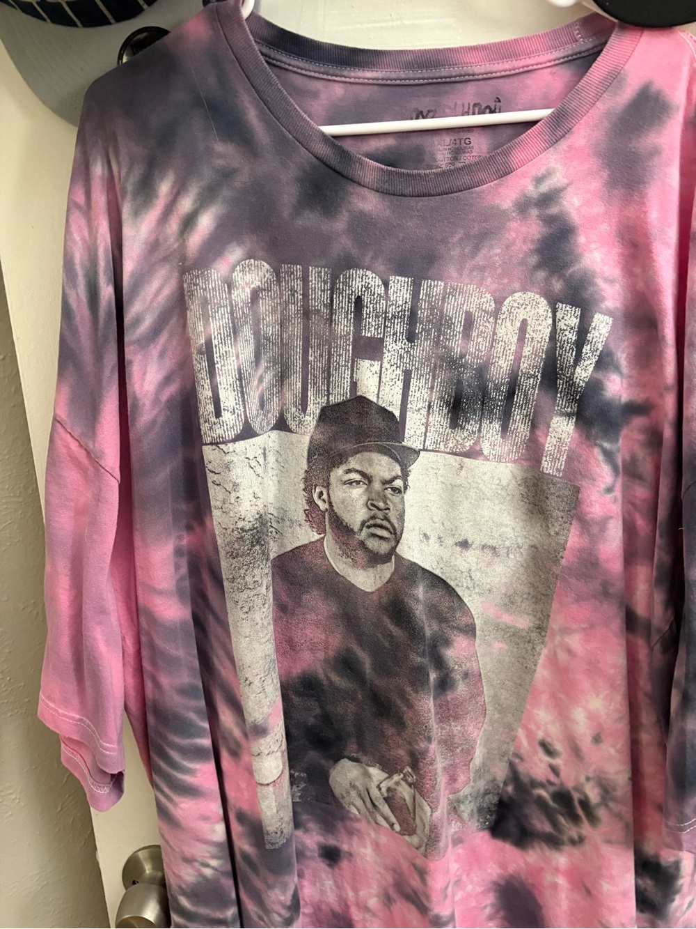 Tie-Dye 'Doughboy' Graphic Tee in Pink and Black